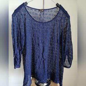 Cal Style USA Lace Top Blue Size 3XL